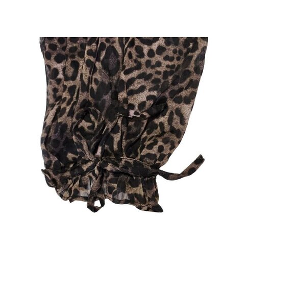 Olivaceous Leopard Print Ruffle Mini Dress Smocked Boho Black Brown Size Small - Picture 4 of 7